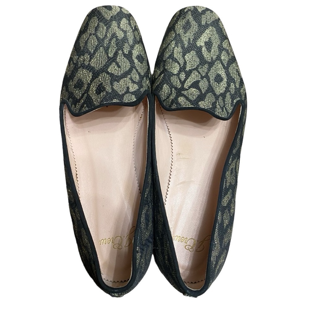 J. Crew Black and Gold Leopard Jacquard Loafers
